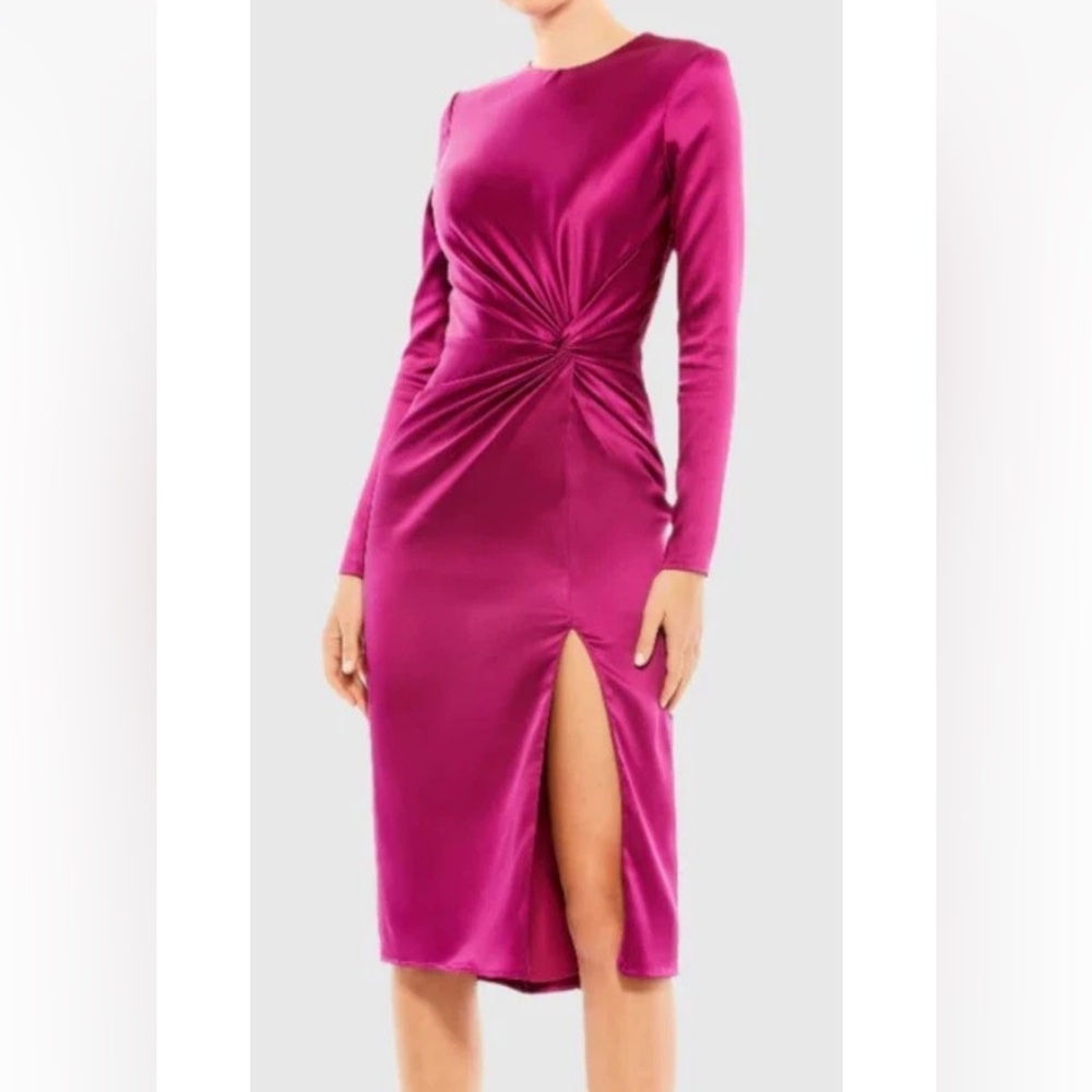 Mac Duggal Fuchsia Long Sleeve Dress